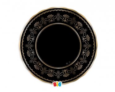 Black Elegant Small Paper Plates with Gold Foiled Print (6pcs)