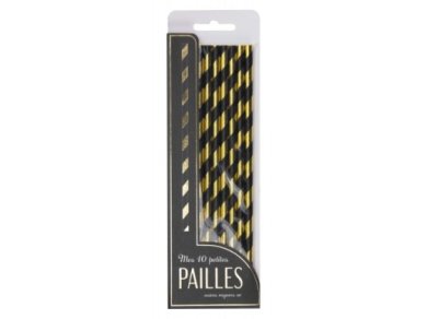 Black Paper Straws with Gold Foiled Swirls (10pcs)