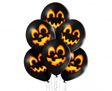 Black Latex Balloons with The Pumpkin (6pcs)