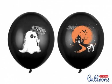 Ghost and Haunted Place Black Latex Balloons (6pcs)