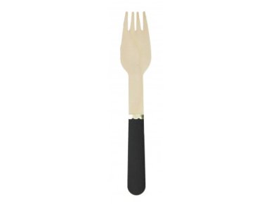 Black Wooden Forks with Gold Foiled Details (8pcs)