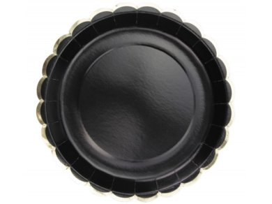 Black Paper Plates with Gold Foiled Edging (8pcs)