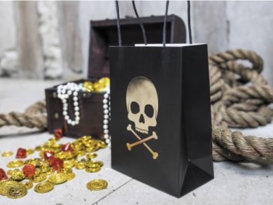 Black Paper Bags with Gold Foiled Skull (4pcs)