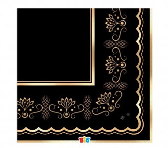 Μαύρες Elegant Χαρτοπετσέτες με Χρυσοτυπία (16τμχ)
