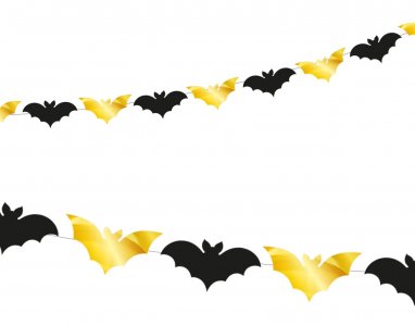 Black and Gold Bats Garland (250cm)