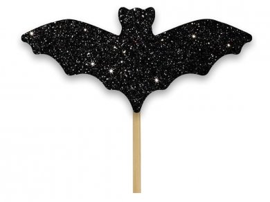 Black Bats with Glitter Decorative Picks (12pcs)
