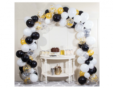 Black and Gold Latex Balloon Garland - Arch (4,80m)