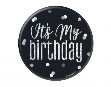 Black It's My Birthday Badge