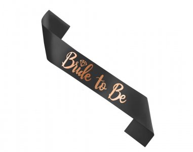 Black Fabric Bride to Be Sash with Rose gold Foiled Print