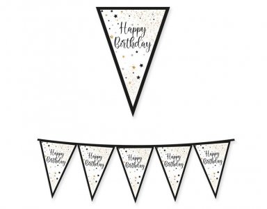 Black Happy Birthday with Stars (300cm)