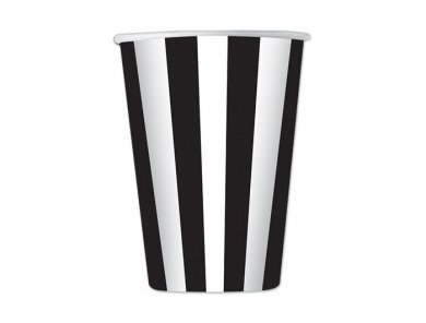 Black and White Stripes Large Paper Cups (6pcs)