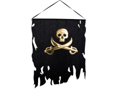 Black Pirate Banner with Gold Foiled Print (58cm x 77cm)