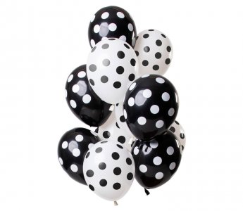 Black Polka Dots Latex Balloons (12pcs)