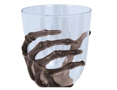 Black Skeleton Hand Reusable Glass