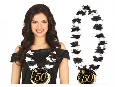 50 Black and White Hawaiian Necklace