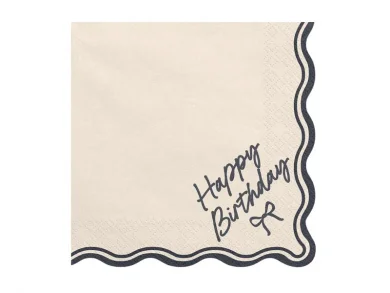 Μαύρος Φιόγκος Happy Birthday Χαρτοπετσέτες (12τμχ)