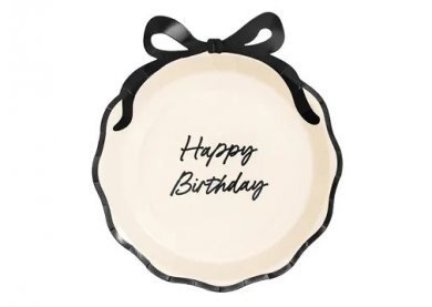 Black Bow Creme Large Paper Plates (6pcs)