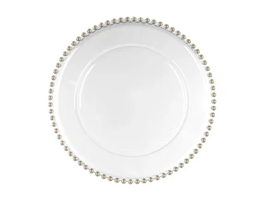Large Clear Reusable Platter with Gold Pearls (32cm)