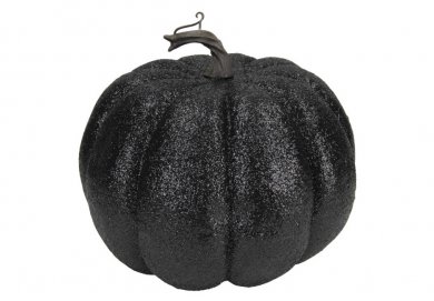 Large Black with Glitter Decorative Pumpkin (20cm)