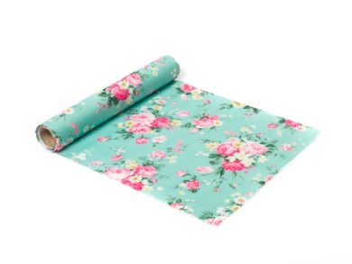 Mint Floral Table Runner (28cm x 5m)