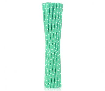 Mint Green Paper Straws with Dots (12pcs)