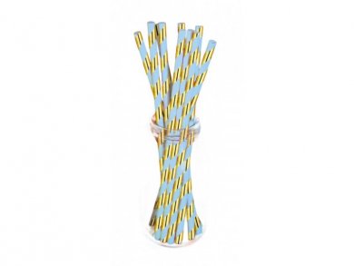 Mint Paper Straws with Gold Foiled Stripes (10pcs)