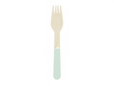Mint Green Wooden Forks with Gold Foiled Detail (8pcs)