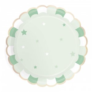 Mint Green Pattern Paper Plates (8pcs)