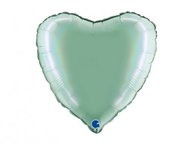 Tiffany Blue Holographic Print Heart Balloon (46cm)