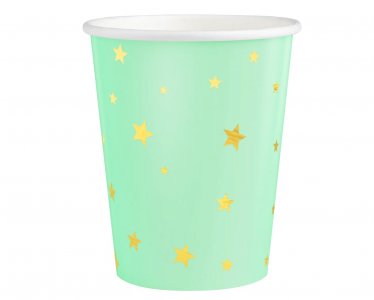 Mint Green Paper Cups with Gold Foiled Stars (6pcs)