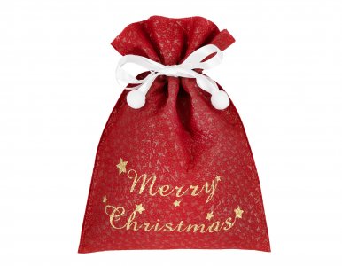 Merry Christmas Burgundy Medium Size Embossed Gift Bag (23cm x 33cm)