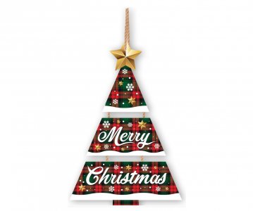 Merry Christmas Δεντράκι Ξύλινο Διακοσμητικό για Τον Τοίχο (32εκ x 21εκ)