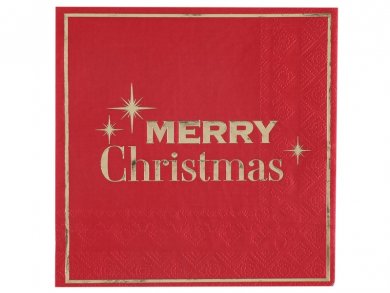 Merry Christmas Red Luncheon Napkins with Gold Foiled Print (10pcs)