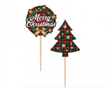 Merry Christmas Tartan Διακοσμητικές Οδοντογλυφίδες (12τμχ)