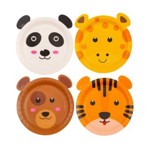 Smiling Animals Small Shaped Paper Plates (8pcs)