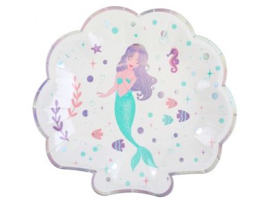 Little Mermaid Shaped Paper Plates (10cm)