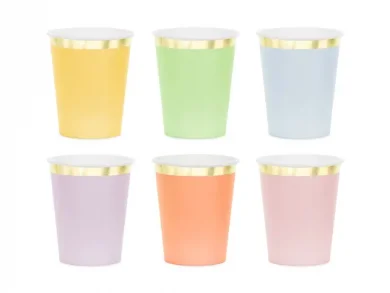 Mix Pastel Paper Cups with Gold Foiled Details (6pcs)