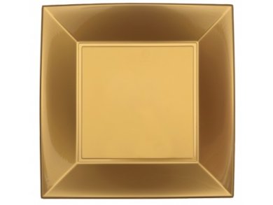 Μοδάτα Τετράγωνα Χρυσά Μεγάλα Πιάτα (8τμχ)