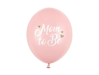 Mom to Be Pink Latex Balloons with White Print (6pcs)