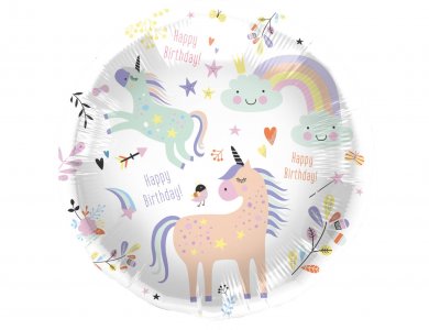 Unicorns and Rainbows Happy Birthday Foil Balloon (45cm)