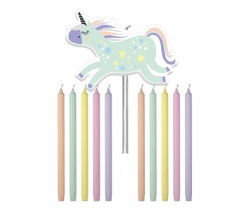 Unicorn and Rainbow Cake Candles (11pcs)