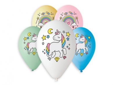 Rainbow and Unicorn Latex Balloons (5pcs)