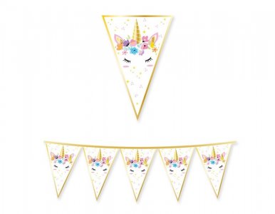 Unicorn with Flowers Flag Bunting (300cm)