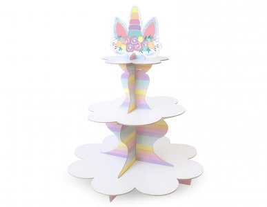 Unicorn with Flowers 3-Tier Cupcake Stand (34cm x 41cm)