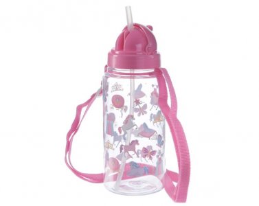 Unicorn Water Bottle with Pink Strap