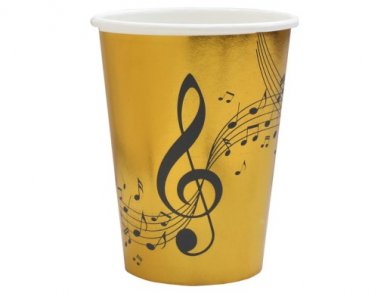 Music Gold Paper Cups with Black Print (10pcs)