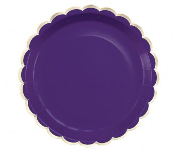 Purple Large Paper Plates with Gold Foiled Details (8pcs)