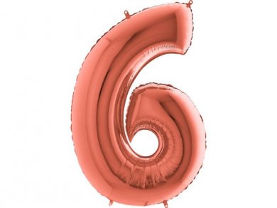 Supershape Balloon Number 6 - Six Rose Gold (100cm)