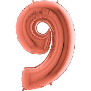 Supershape Μπαλόνι Αριθμός 9 Ροζ Χρυσό (100εκ)