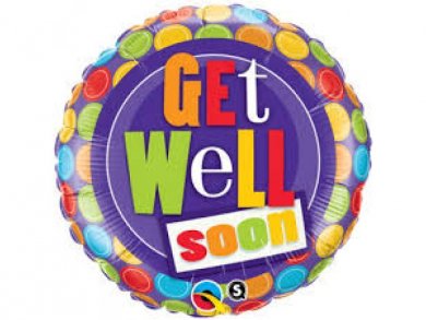 Foil Balloon Get Well Soon Multicolor with Dots (46cm)
